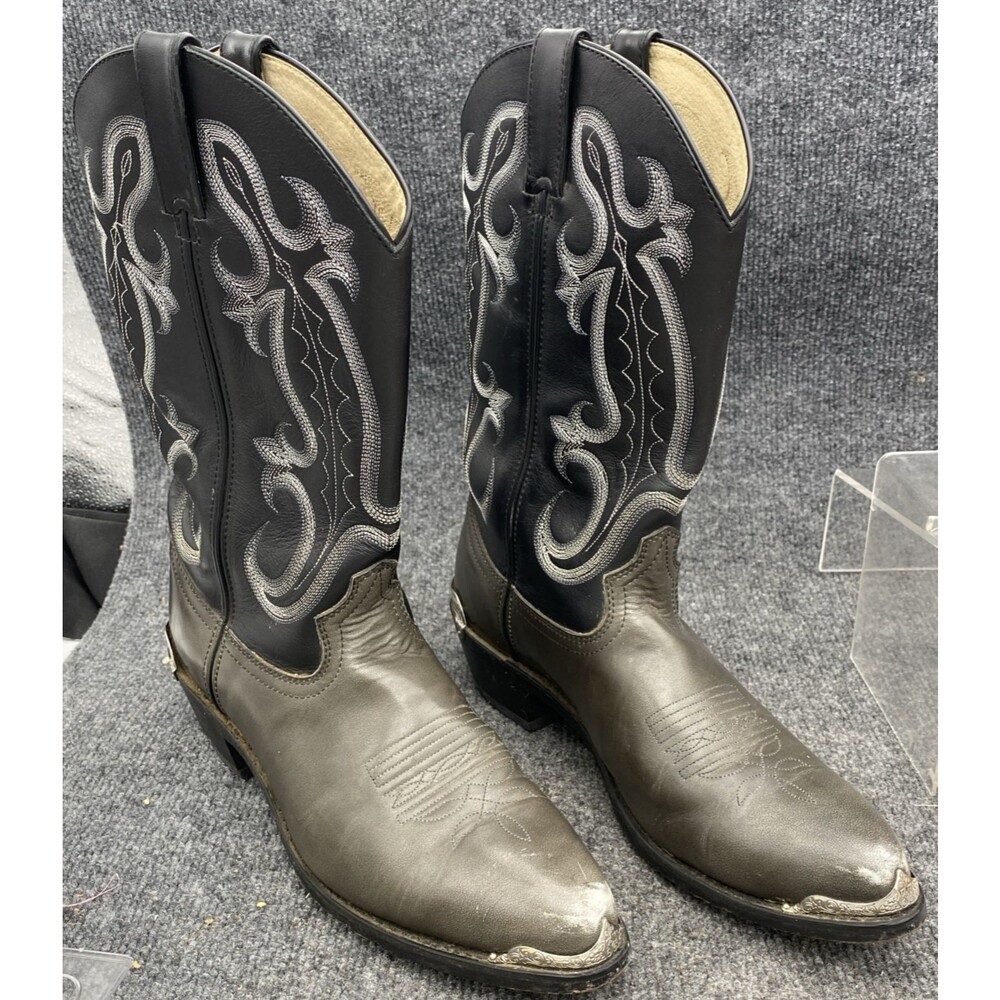 Durango Mens Size 10D Two Tone Grey Black Leather Western Cowboy Boots DB467 Toe